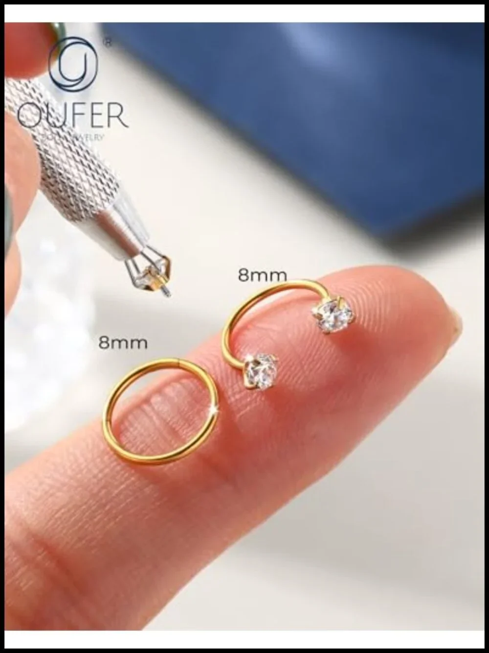 20G Nose Rings Hoops Set - 316L Surgical Steel Horseshoe & Hinged Segment